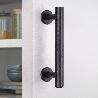 EMUCA TIRADOR PARA PUERTAS CORREDERAS COLGADAS DE MADERA PASADENA, LONGITUD 240 MM, INTEREJE 180 MM, ACERO, NEGRO T