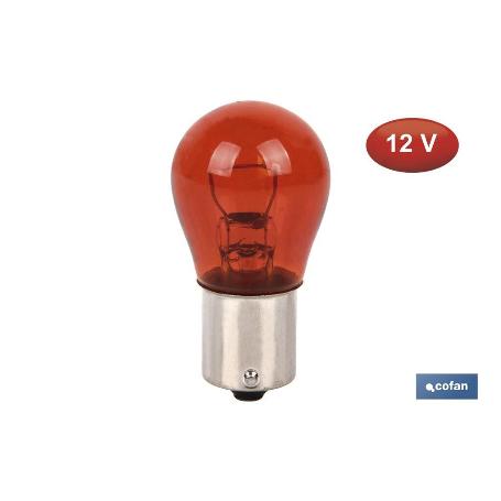 LÁMPARA COFAN P21W 12V (BA15S) ÁMBAR   CAJA 10 UNID.