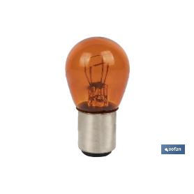 LÁMPARA COFAN 2 POLOS ÁMBAR CENTRADA P21/5W (BAY15D) 12V   CAJA 10 UNID.