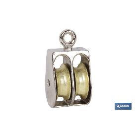 POLEA DOBLE FIJA NIQUELADA (Ø25MM) VENTA UNITARIA