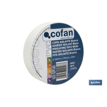 CINTA AISLANTE 180 MICRAS BLANCA 19MMX20 METROS   CAJA 10 UNID.