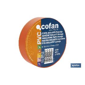 CINTA AISLANTE 180 MICRAS NARANJA 19MMX20 METROS VENTA UNITARIA