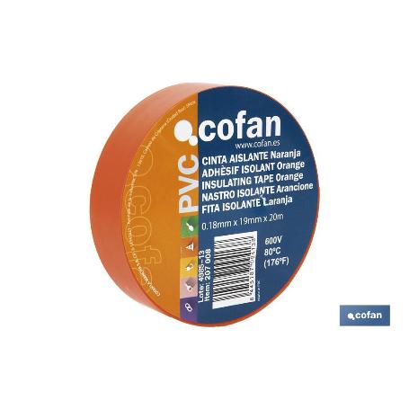 CINTA AISLANTE 180 MICRAS NARANJA 19MMX20 METROS VENTA UNITARIA