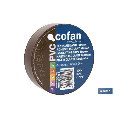 CINTA AISLANTE 180 MICRAS MARRON 19MMX20 METROS VENTA UNITARIA