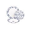 VAJILLA DE PORCELANA CON DETALLE FLORAL AZUL ESMALTADO DE FORMA IRREGULAR 18 PIEZAS