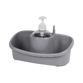 ESTROPAJERO CON DOSIFICADOR GRIS CLARO 26X13X16.5CM VENTA UNITARIA