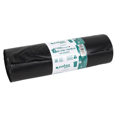 PACK 10 BOLSAS BASURA115X160CM GALGA 150 NEGRO