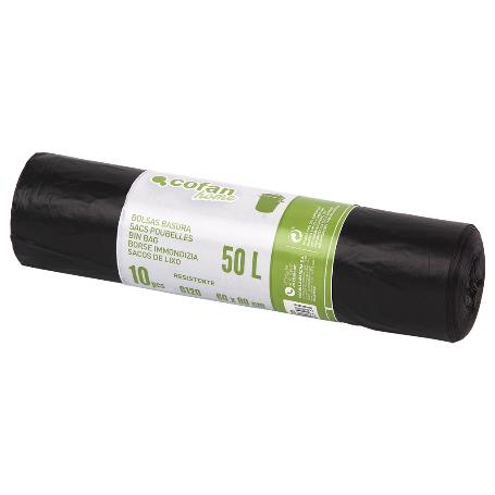 BOLSA DE BASURA 60X80 GALGA 120 50 L COLOR NEGRO 10 UDS.