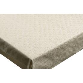 MANTEL ANTIMANCHAS RESINADO CONFECCIONADO 1,40 X 1.80 M 50% PES 45% CO 5% LUREX LINEAS DE ORO
