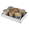 VELA AROMÁTICA DE CITRONELA MACETA DECORADA  170 G   CAJA 6 UNID.
