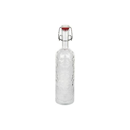 BOTELLA DE VIDRIO TRANSPARENTE CON CIERRE DE ESTRIBO 1 L   CAJA 6 UNID.