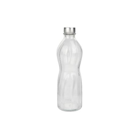 BOTELLA DE VIDRIO TRANSPARENTE TAPÓN ACERO INOXIDABLE 1 L VENTA UNITARIA