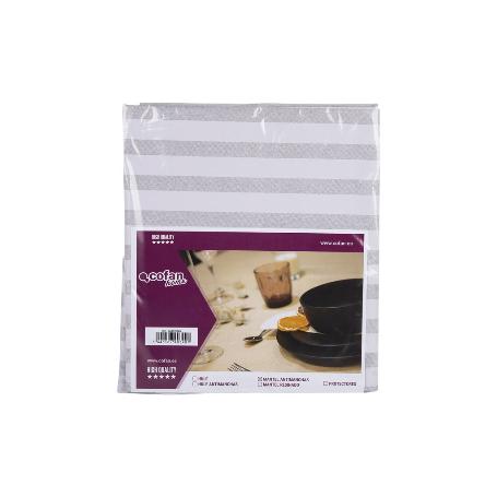 MANTEL ANTIMANCHAS RAYAS BEIGE Y BLANCAS   1,40 X 1,80