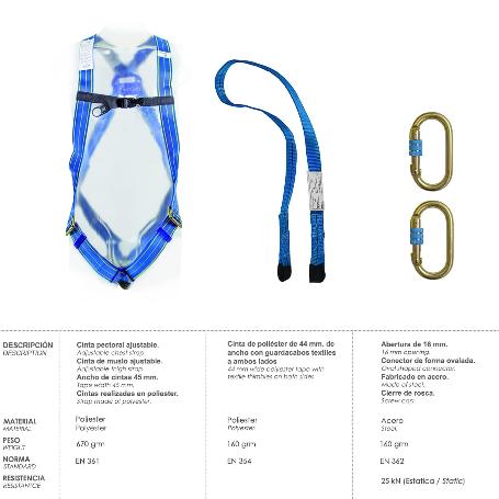 ARNES ANTICAIDAS KIT SEGURIDAD Nº 1 (4 PIEZAS) EN361