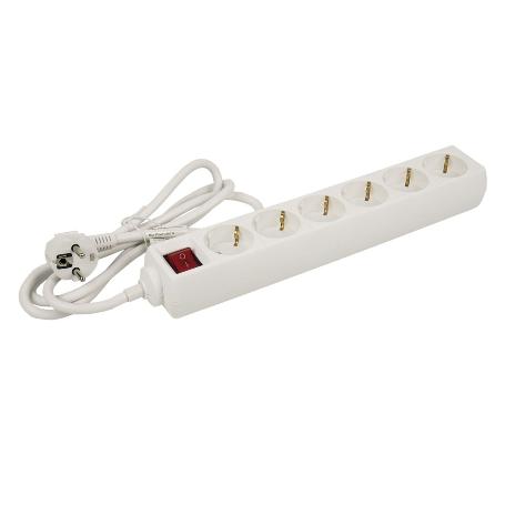 BASE MÚLTIPLE 6T. 1,4M CABLE C/INT. (16A-250V)
