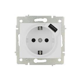 BASE ENCHUFE 2P+T CON OBTURADOR MODELO PACIFIC 16A 250V ENTRADA USB