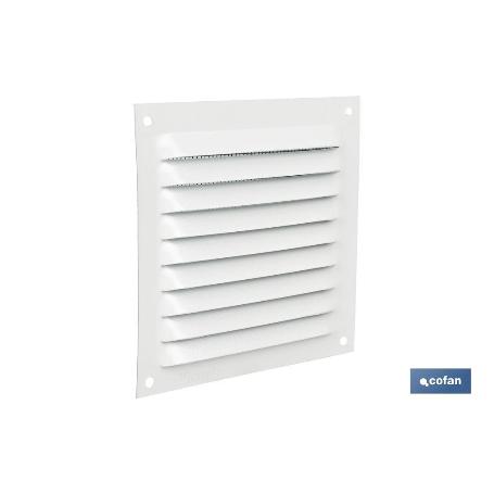 REJILLA DE VENTILACIÓN ALUMINIO BLANCO CON MOSQUITERA 10 X 10 CM VENTA UNITARIA
