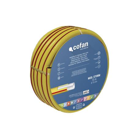 MANGUERA PVC MODELO STORM 3C TRENZADA Ø15X25 M