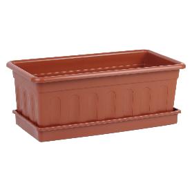 JARDINERA MARRON MODELO AZAHAR 60 X 22 X 15 + PLATO 60 X 22 CM   CAJA 12 UNID.