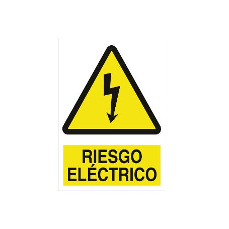 SEÑAL ADHESIVA 148X105 MM. RIESGO ELÉCTRICO. EL DISEÑO DE LA SEÑAL PUEDE VARIAR, PERO EN NINGÚN CASO SE VARIARÁ EL 