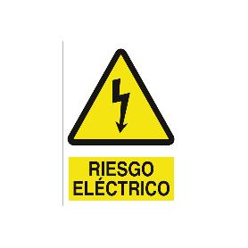 SEÑAL POLIESTIRENO 420X297 MM. RIESGO ELÉCTRICO. EL DISEÑO DE LA SEÑAL PUEDE VARIAR, PERO EN NINGÚN CASO SE VARIARÁ