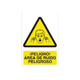 SEÑAL POLIESTIRENO 210X148MM. ¡PELIGRO! ÁREA DE RUIDO PELIGROSO