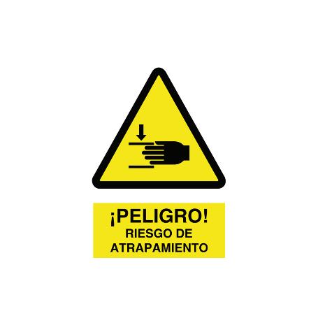 SEÑAL ADHESIVA 148X105MM. ¡PELIGRO! RIESGO DE ATRAPAMIENTO