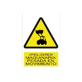 SEÑAL POLIESTIRENO 420X297MM. ¡PELIGRO! MAQUINARIA PESADA EN MOVIMIENTO