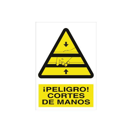 SEÑAL ADHESIVA 210X148MM. ¡PELIGRO! CORTES DE MANOS
