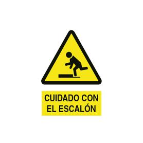 SEÑAL ADHESIVA 148X105 MM. CUIDADO ESCALÓN