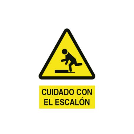 SEÑAL POLIESTIRENO 420X297 MM. CUIDADO ESCALÓN
