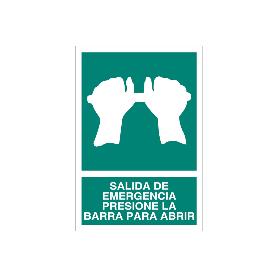 SEÑAL LUMINISCENTE 420X297MM. SALIDA DE EMERGENCIA PRESIONE LA BARRA PARA ABRIR