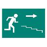 SEÑAL LUMINISCENTE 297X210MM. SEÑAL SALIDA ESCALERA DERECHA BAJADA PICTOGRAMA