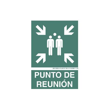 SEÑAL LUMINISCENTE 297X210MM. PUNTO DE REUNIÓN PICTOGRAMA + TEXTO