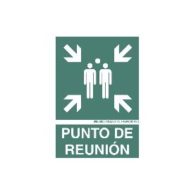 SEÑAL LUMINISCENTE 420X297MM. PUNTO DE REUNIÓN PICTOGRAMA + TEXTO