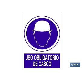 SEÑAL POLIESTIRENO  420X297MM. USO OBLIGATORIO DE CASCO