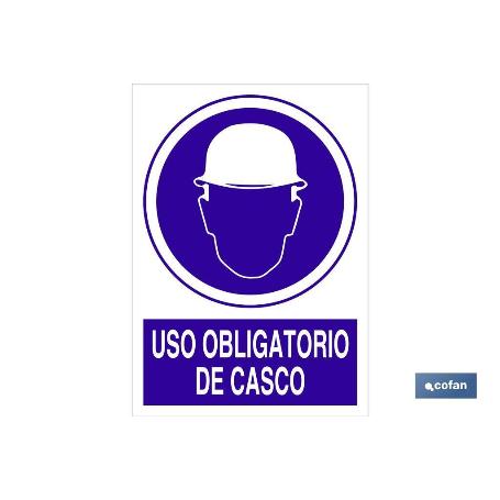 SEÑAL POLIESTIRENO  420X297MM. USO OBLIGATORIO DE CASCO