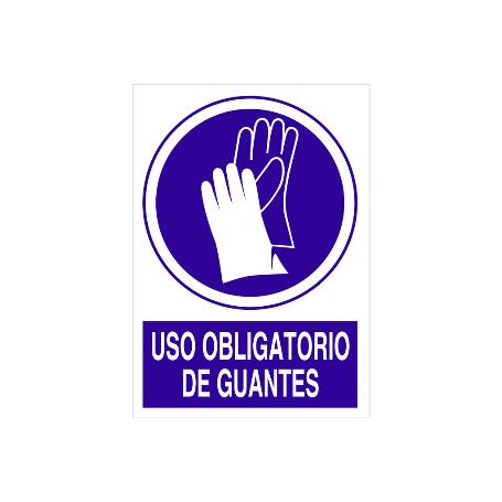 SEÑAL ADHESIVA 210X148MM. USO OBLIGATORIO DE GUANTES