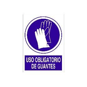 SEÑAL POLIESTIRENO  210X148MM. USO OBLIGATORIO DE GUANTES