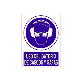 SEÑAL POLIESTIRENO  297X210MM. USO OBLIGATORIO DE CASCOS Y GAFAS