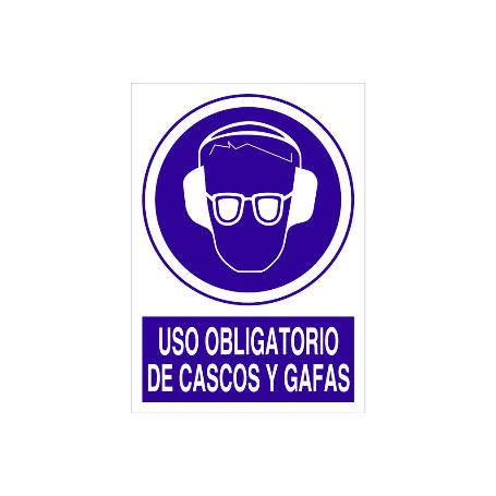 SEÑAL POLIESTIRENO  297X210MM. USO OBLIGATORIO DE CASCOS Y GAFAS