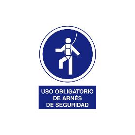 SEÑAL POLIESTIRENO  210X148MM SEÑAL USO OBLIGATORIO DE ARNÉS DE SEGURIDAD CON TEXTO
