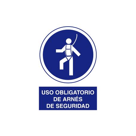 SEÑAL POLIESTIRENO  210X148MM SEÑAL USO OBLIGATORIO DE ARNÉS DE SEGURIDAD CON TEXTO