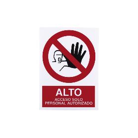 SEÑAL ADHESIVA 297X210MM ALTO ACCESO SOLO PERSONAL AUTORIZADO. EL DISEÑO DE LA SEÑAL PUEDE VARIAR, PERO EN NINGÚN C