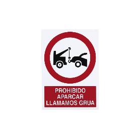 SEÑAL POLIESTIRENO 297X210MM PROHIBIDO APARCAR AVISAMOS GRÚA. EL DISEÑO DE LA SEÑAL PUEDE VARIAR, PERO EN NINGÚN CA