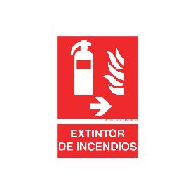 SEÑAL LUMINISCENTE 297X210MM. EXTINTOR DE INCENDIOS PICTOGRAMA + TEXTO