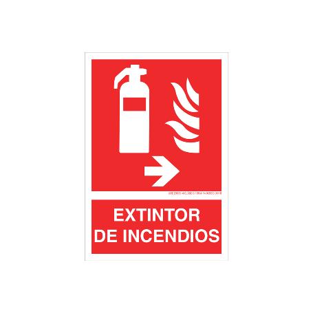 SEÑAL LUMINISCENTE 297X210MM. EXTINTOR DE INCENDIOS PICTOGRAMA + TEXTO