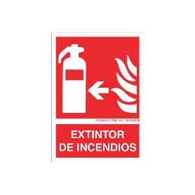 SEÑAL LUMINISCENTE 297X210MM. EXTINTOR DE INCENDIOS PICTOGRAMA + TEXTO