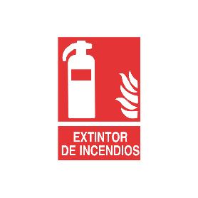SEÑAL ADHESIVA 297X210MM. EXTINTOR DE INCENDIOS PICTOGRAMA + TEXTO