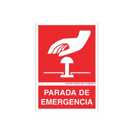 SEÑAL LUMINISCENTE 420X297MM. PARADA DE EMERGENCIA PICTOGRAMA + TEXTO
